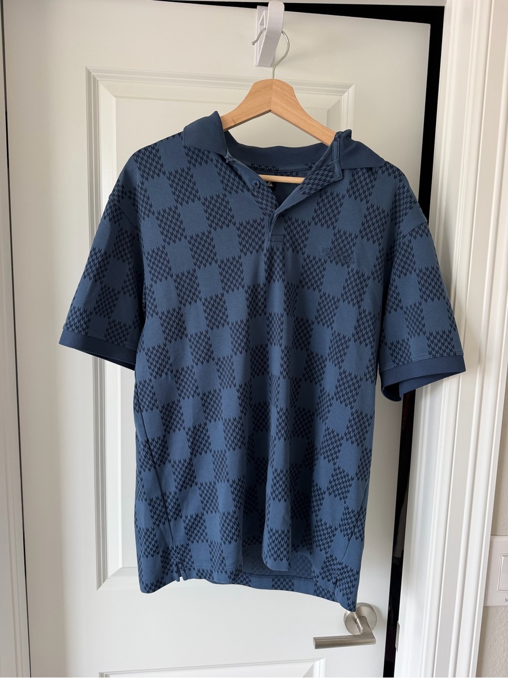 BAD BIRDIE “Chess Day” Men's Blue Checker Polo Shirt